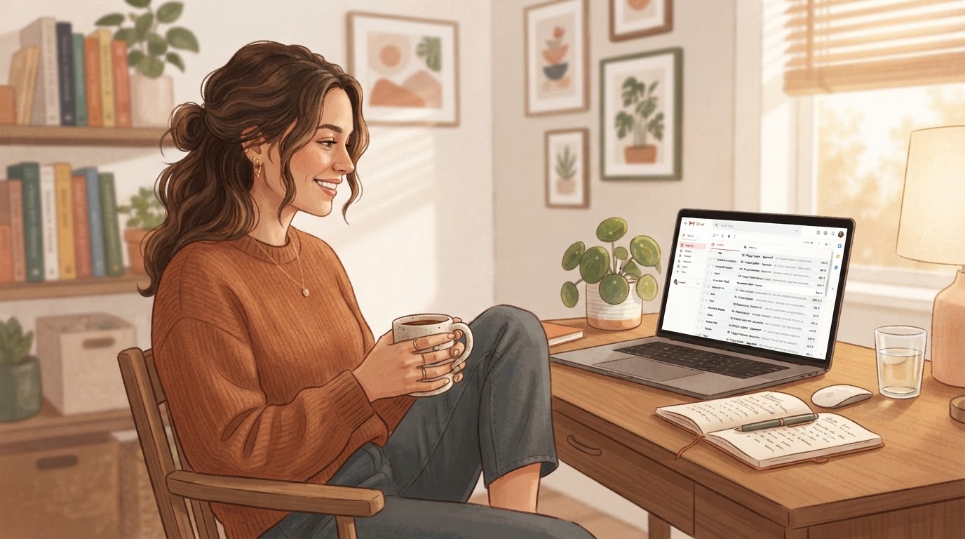 Relaxed professional with organized inbox