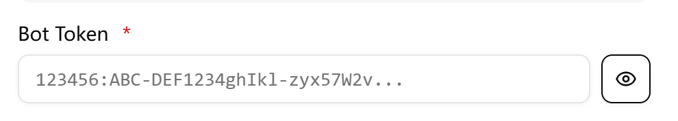 Telegram BotFather message showing the bot token to copy